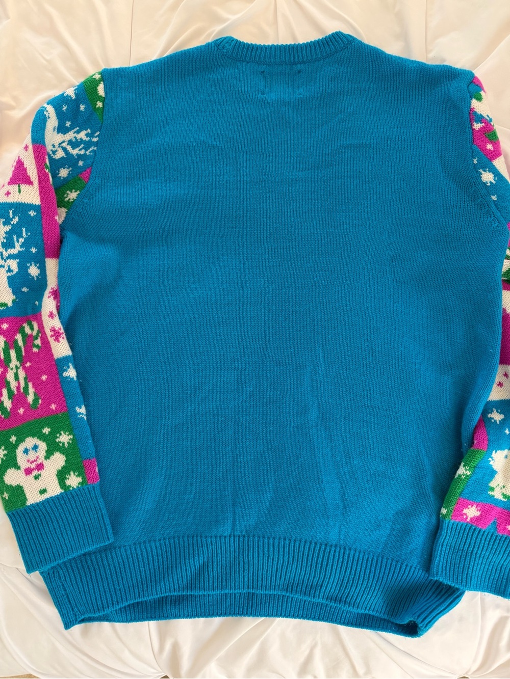 Women's Bright Holiday Knit Sweater - Teal/Magenta/White - Picture 2 of 3